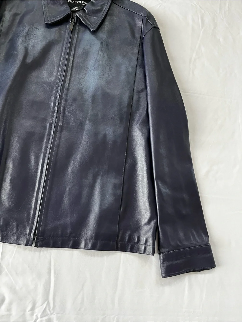 Kenneth Cole Men's Purple Leather Zip-Up Jacket